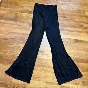 Sophie Rue Women’s Medium Black Satin Flare Pants Party Cocktail Holiday Chic